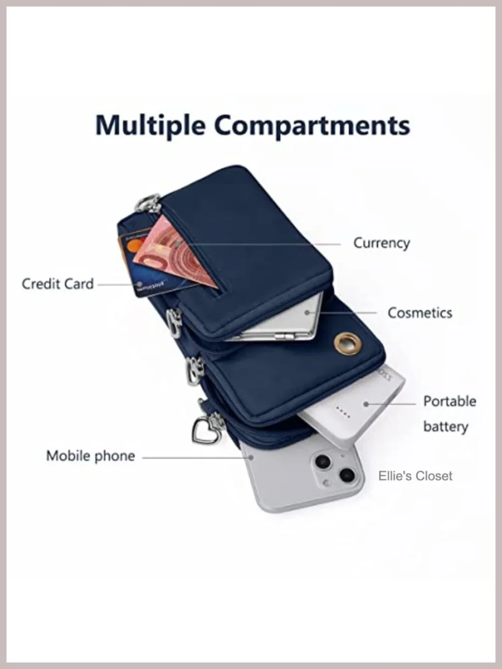 Waterproof Nylon Crossbody Phone Bag with Adjustable Strap
